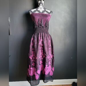 Lapis Smocked Tube Dress Skirt One Size Purple Black Fairy Grunge Whimsigoth
